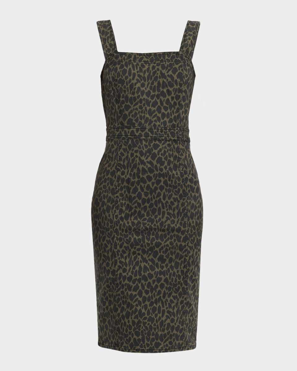 Tamera Printed Stretch Denim Midi Dress